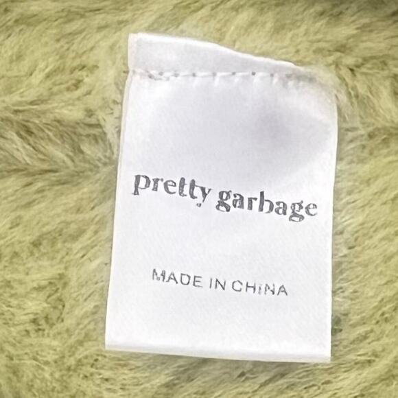 Pretty Garbage Fuzzy Green Button Down Cardigan Sweater V-neck Women’s Sz Large - Picture 6 of 7